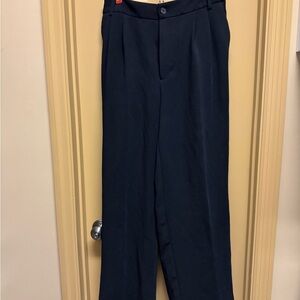 Black Pleated Wide-Leg Trousers